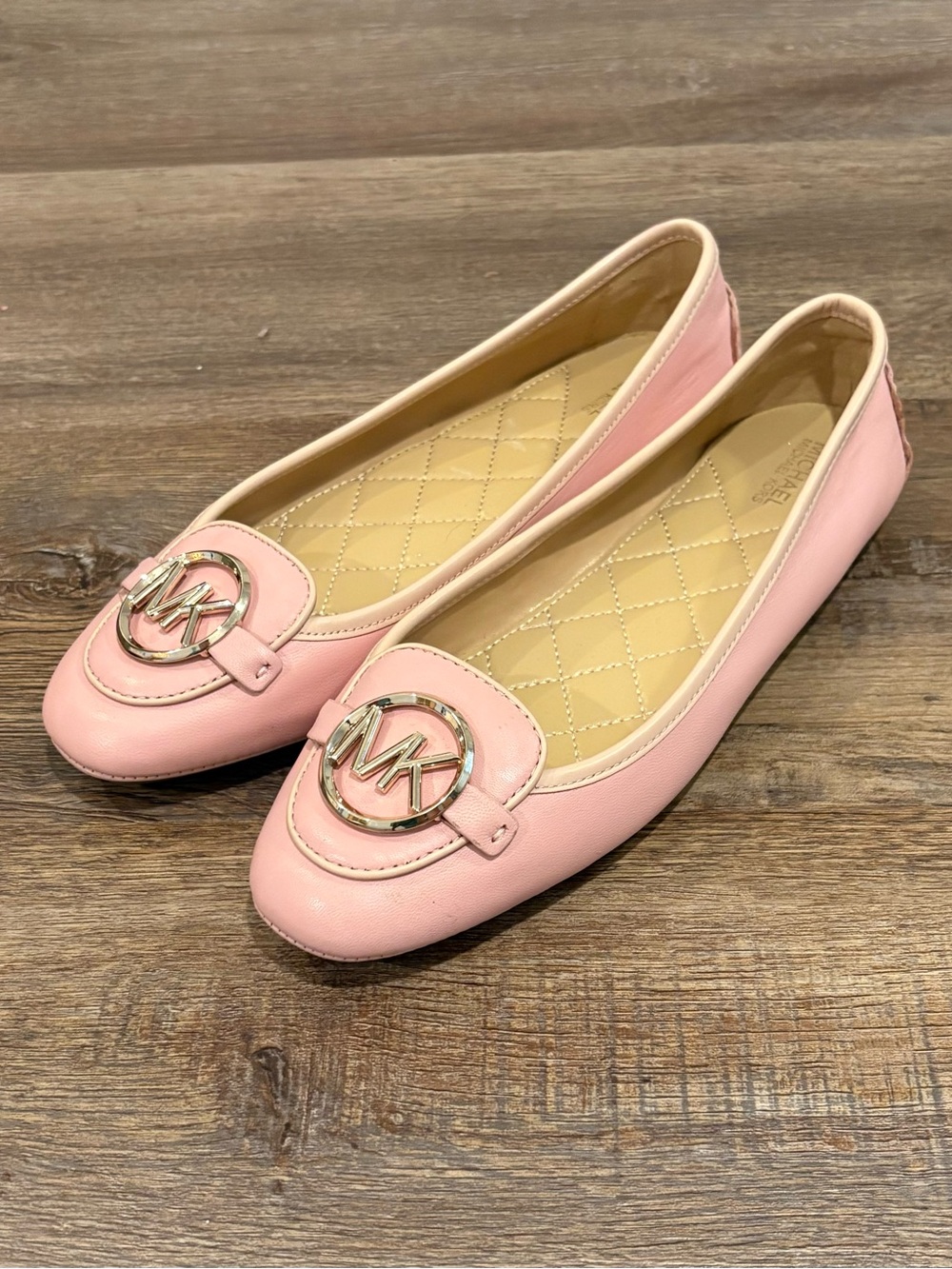 Michael Kors Pastel Pink MK Logo Round-Toe Ballet Flats